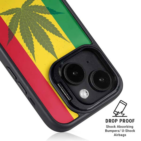 Marijuana Rasta Flag iPhone 15 Kickstand Case